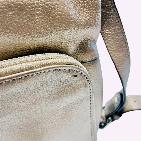 Tignanello Light Gold Metallic Leather Crossbody Bag. 9.25” H x 10”W - Picture 5 of 14